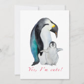 Cute waterverf keperor pinguins kaart (Voorkant)