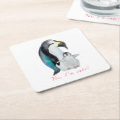 Cute waterverf keperor pinguins kartonnen onderzetters (Schuin)