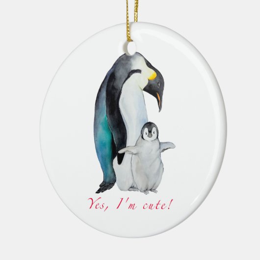 Cute waterverf keperor pinguins keramisch ornament (Links)