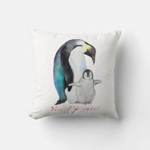 Cute waterverf keperor pinguins kussen