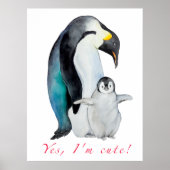 Cute waterverf keperor pinguins poster (Voorkant)