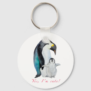 Cute waterverf keperor pinguins sleutelhanger