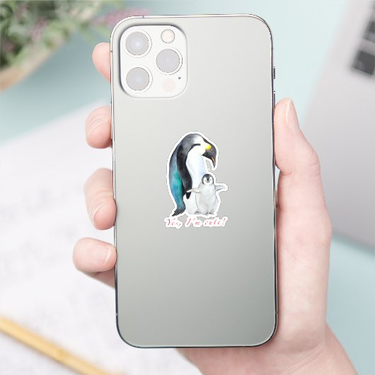 Cute waterverf keperor pinguins sticker (Telefoon)