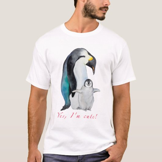 Cute waterverf keperor pinguins t-shirt (Voorkant)