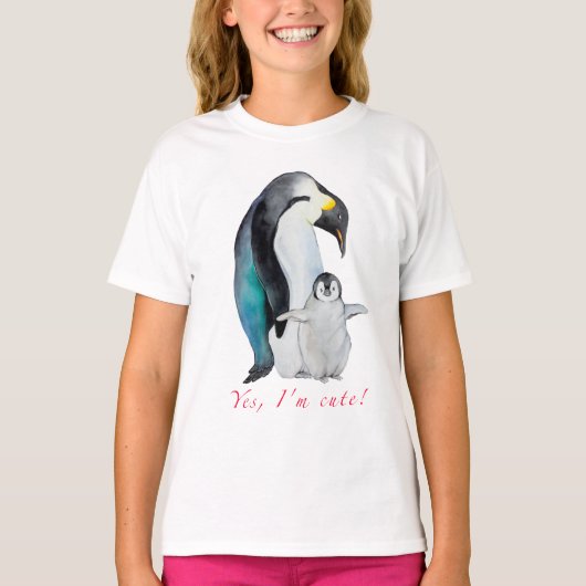 Cute waterverf keperor pinguins t-shirt (Voorkant)