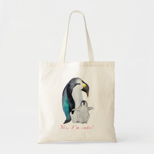 Cute waterverf keperor pinguins tote bag (Voorkant)