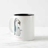 Cute waterverf keperor pinguins tweekleurige koffiemok (Voorkant links)
