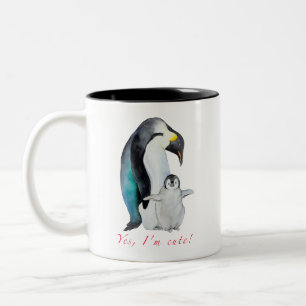 Cute waterverf keperor pinguins tweekleurige koffiemok