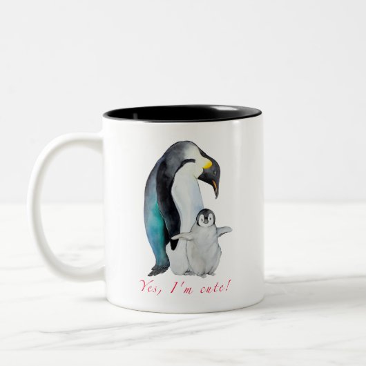 Cute waterverf keperor pinguins tweekleurige koffiemok (Links)
