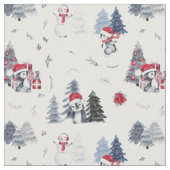 Cute Waterverf Kerstfeestdag Penguin Pattern Stof (Close Up)