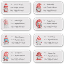 Cute Waterverf Kerstgnomen Gift Label Sticker