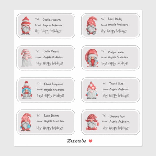 Cute Waterverf Kerstgnomen Gift Label Sticker (Vel)