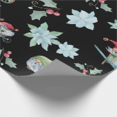 Cute Waterverf kerstgnomen Pattern Cadeaupapier (Hoek)