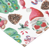 Cute Waterverf kerstgnomen Pattern Red Green Korte Tafelloper (Hoek)