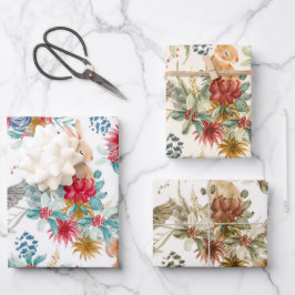 Cute Waterverf Kerstland Woodland Animals Pattern Inpakpapier Vel