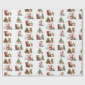 Cute Waterverf Kerstmis Cadeaupapier (Vlak)