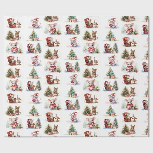 Cute Waterverf Kerstmis Cadeaupapier (Vlak)