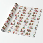 Cute Waterverf Kerstmis Cadeaupapier (Uitgerold)