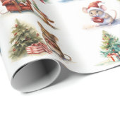 Cute Waterverf Kerstmis Cadeaupapier (Rol Hoek)