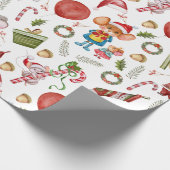 Cute Waterverf Kerstmis Cadeaupapier (Hoek)