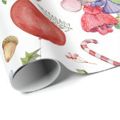 Cute Waterverf Kerstmis Cadeaupapier (Rol Hoek)