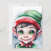 Cute Waterverf Kerstmis Elf met Long Ears Feestdagenkaart (Voorkant)