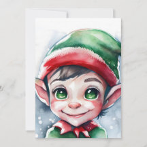 Cute Waterverf Kerstmis Elf met Long Ears