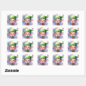 Cute Waterverf Kerstmis Elf met Long Ears Vierkante Sticker (Vel)
