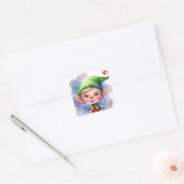 Cute Waterverf Kerstmis Elf met Long Ears Vierkante Sticker (Envelop)