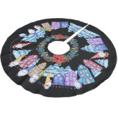 Cute Waterverf Kerstmis Gnome/Elf Village Kerstboom Rok (Gekanteld)