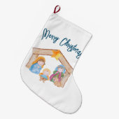 Cute Waterverf Kerstmis Natitivity Scene Grote Kerstsok (Voorkant (Hangend))
