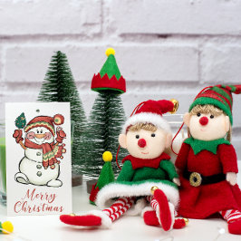 Cute waterverf kerstmis Snowman Gift Labels Cadeaulabel