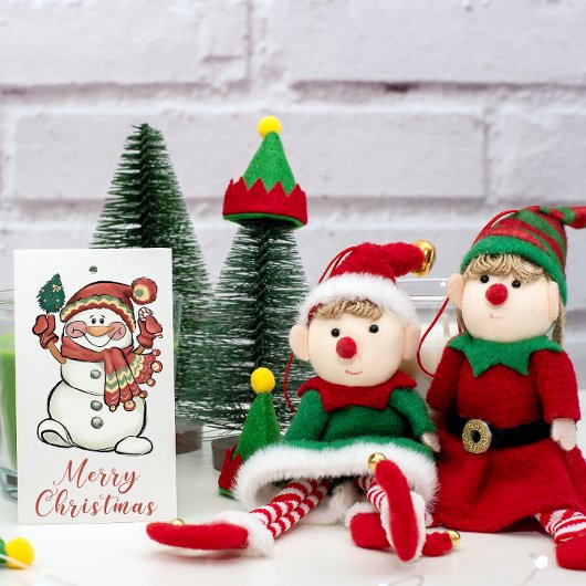 Cute waterverf kerstmis Snowman Gift Labels Cadeaulabel