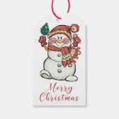 Cute waterverf kerstmis Snowman Gift Labels Cadeaulabel (Voorkant)