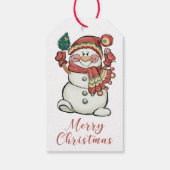 Cute waterverf kerstmis Snowman Gift Labels Cadeaulabel (Achterkant)