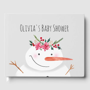 Cute Waterverf Kerstmis Snowman in Winter Gastenboek