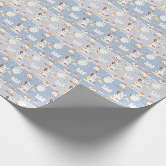 Cute Waterverf Kerstmis Snowman Rats Pattern Cadeaupapier (Hoek)