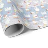 Cute Waterverf Kerstmis Snowman Rats Pattern Cadeaupapier (Rol Hoek)