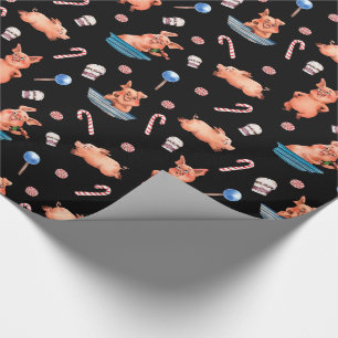 Cute Waterverf-kerstpatronen Cadeaupapier