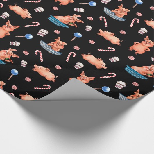 Cute Waterverf-kerstpatronen Cadeaupapier (Hoek)