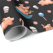 Cute Waterverf-kerstpatronen Cadeaupapier (Rol Hoek)