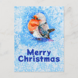 Cute Waterverf kerstRobin  Feestdagenkaart