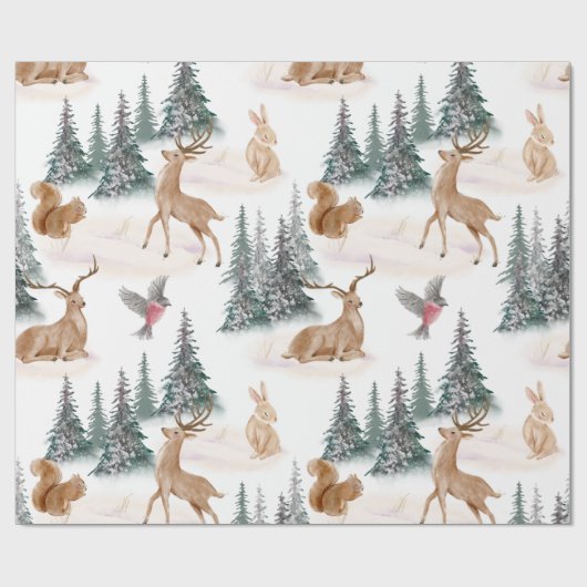 Cute Waterverf Kerstsneeuwbos Cadeaupapier (Vlak)