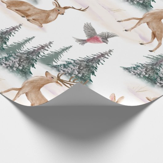 Cute Waterverf Kerstsneeuwbos Cadeaupapier (Hoek)