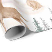 Cute Waterverf Kerstsneeuwbos Cadeaupapier (Rol Hoek)