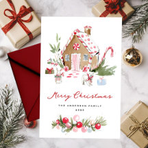 Cute Waterverf Kerststol Kerstkaart
