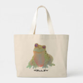Cute Waterverf Kikker Grote Canvas tas (Achterkant)