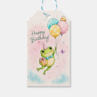 Cute Waterverf Kikker Verjaardagscadeau Tags Cadeaulabel
