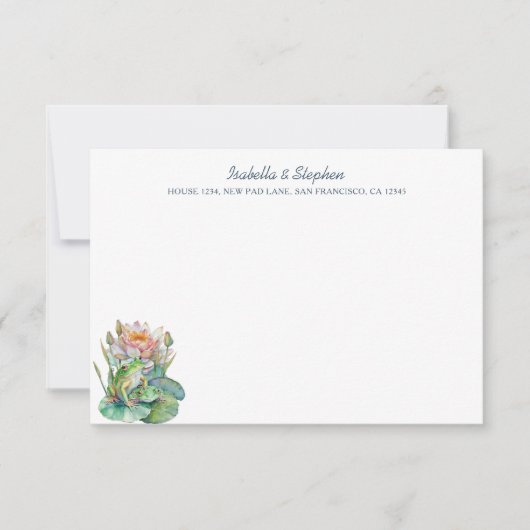 Cute Waterverf kikkers op waterlily Personalized Bedankkaart (Voorkant)