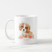 Cute Waterverf King Charles Spaniel Peach Floral Koffiemok (Links)